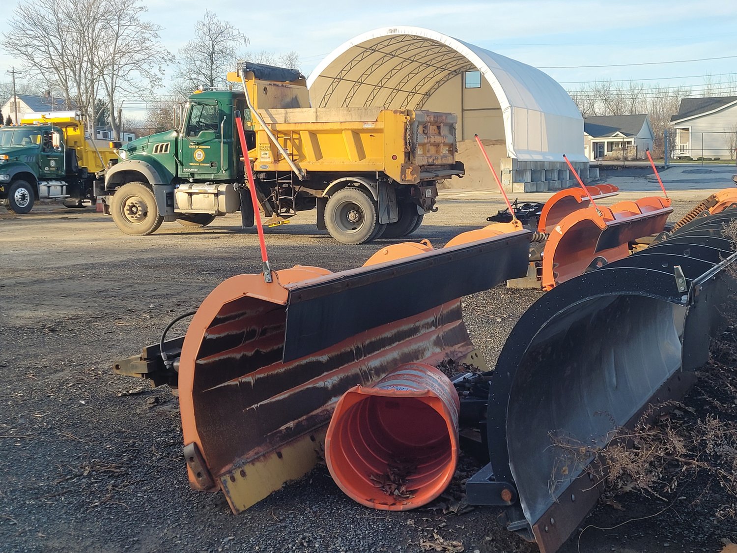 SNOW PREP: Johnston town officials want to be ready when snow hits this winter. Preparations were underway at the DPW yard early this week, in anticipation of the season's first significant snowfall. Mayor Joseph Polisena said the town needs to hear from interested private plow drivers.
